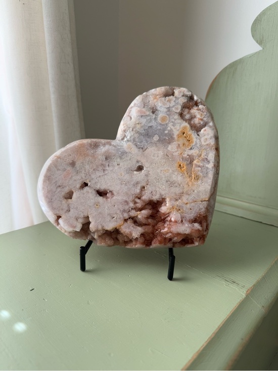 Other - Pink Amethyst Heart Shaped Crystal Geode Decorative Sculpture